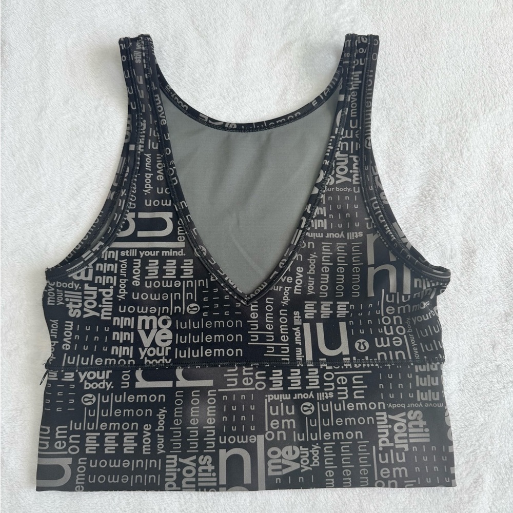 lululemon athletica Black & Gray Logo-Print Racerback Tank Top